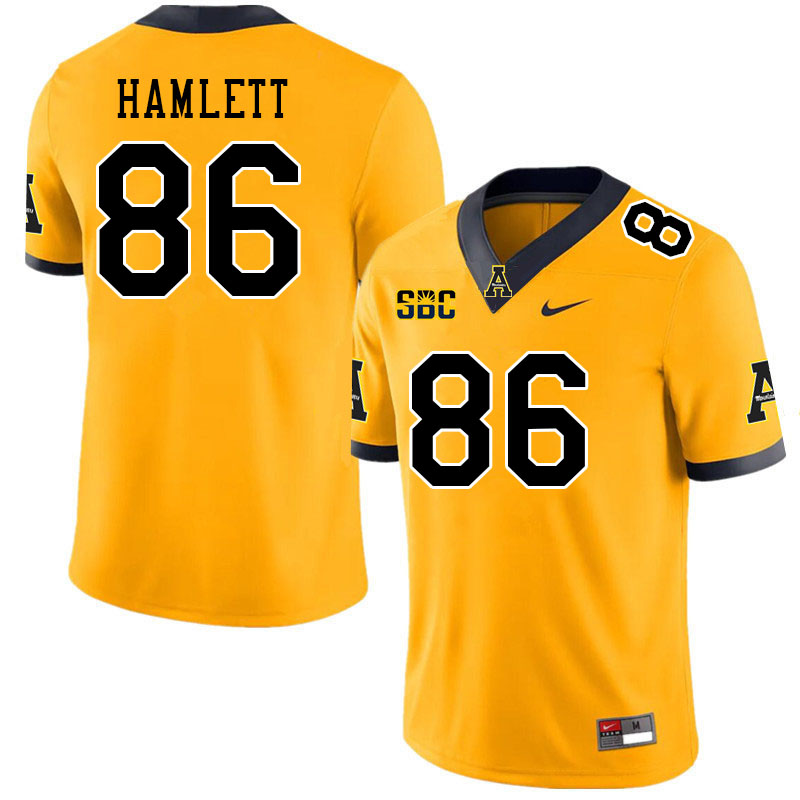 Men #86 Kanen Hamlett Appalachian State Mountaineers College Football Jerseys Stitched Sale-Gold